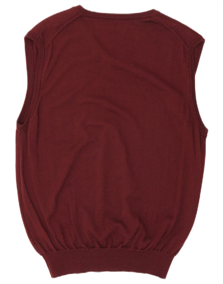 Bugatti Mens Vest Tank Top UK 40 Medium Burgundy Virgin Wool