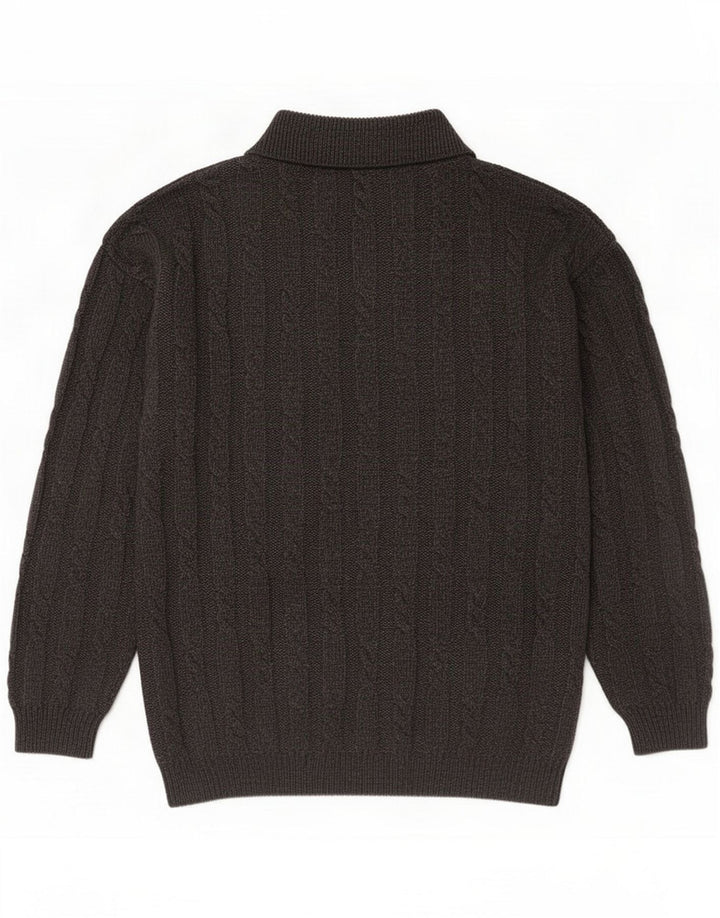St. Bernard Mens Polo Neck Jumper Sweater Large Grey Wool