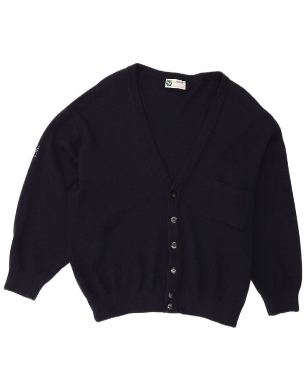Milan Mens Cardigan Sweater EU 52 Large Navy Blue Virgin Wool