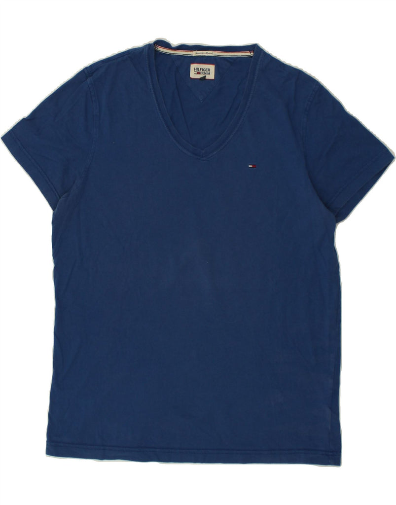 TOMMY HILFIGER Mens Slim T-Shirt Top XL Blue Cotton Vintage Tommy Hilfiger and Second-Hand Tommy Hilfiger from Messina Hembry 