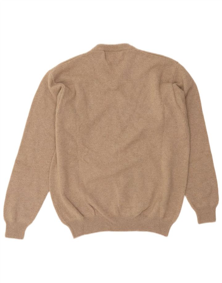 Marlboro Classics Mens V-Neck Jumper Sweater Small Beige Wool
