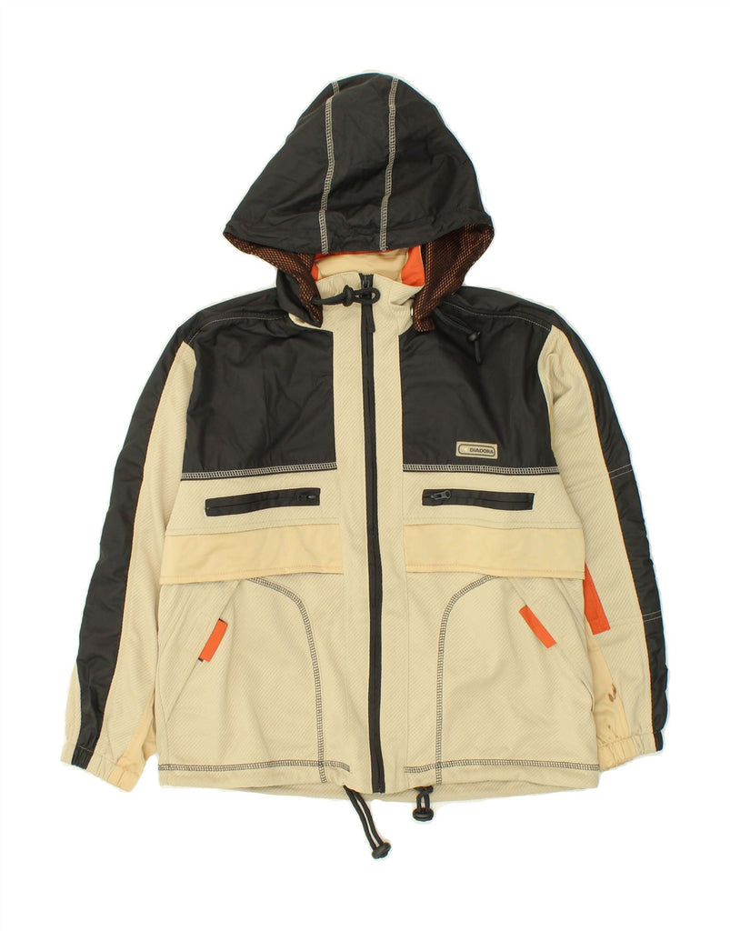 DIADORA Boys Hooded Utility Jacket 13-14 Years Beige Colourblock Polyamide | Vintage Diadora | Thrift | Second-Hand Diadora | Used Clothing | Messina Hembry 