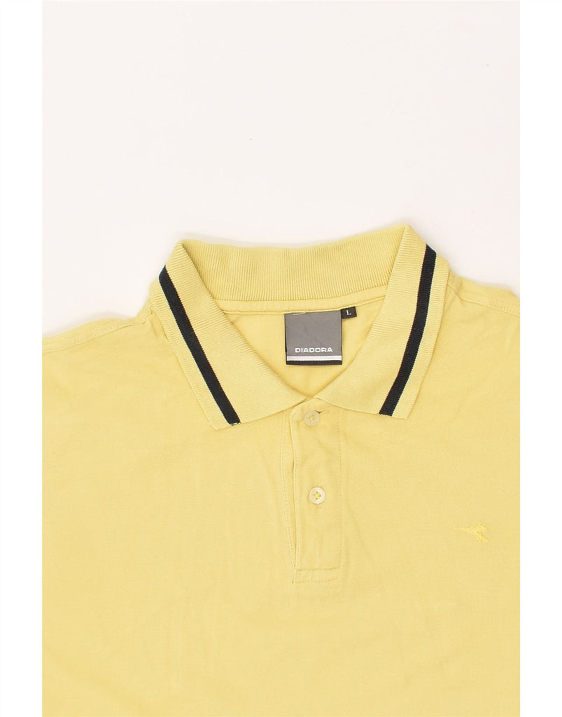 DIADORA Mens Polo Shirt Large Yellow Cotton | Vintage Diadora | Thrift | Second-Hand Diadora | Used Clothing | Messina Hembry 