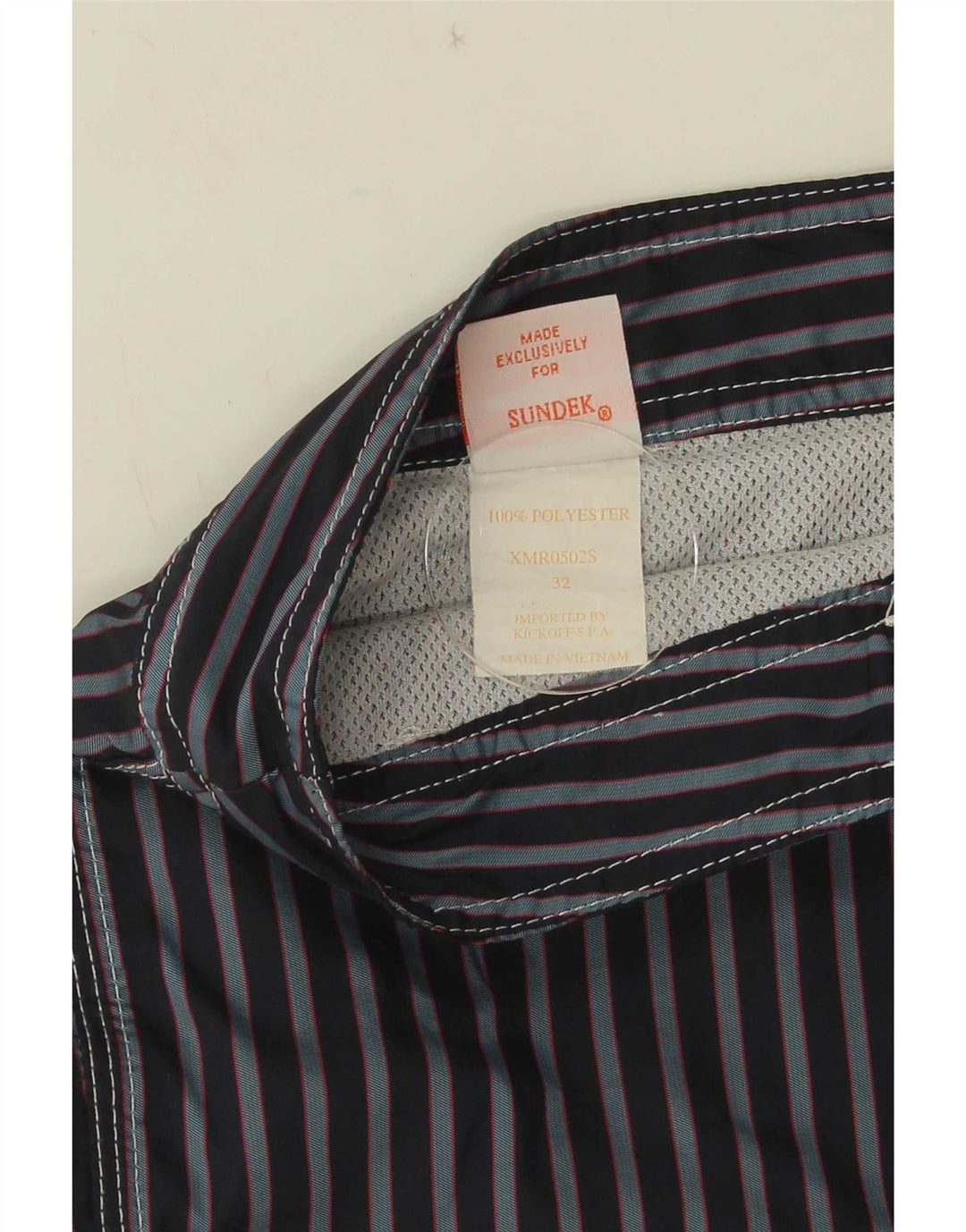 Sundek Mens Swimming Shorts Medium  Navy Blue Striped Polyester