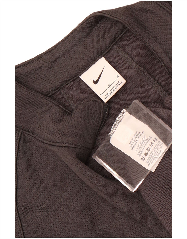 Nike Mens Zip Neck Pullover Tracksuit Top Large Black Cotton