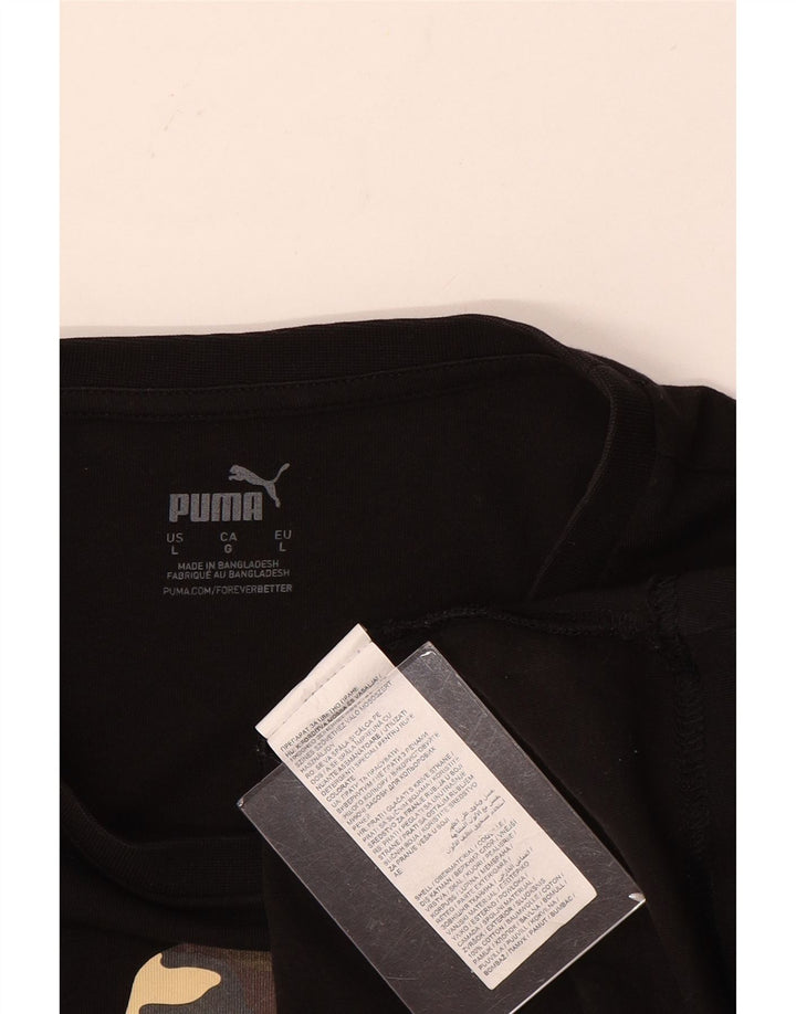 Puma Mens Graphic T-Shirt Top Large Black Cotton