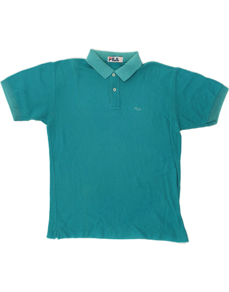 FILA Mens Polo Shirt IT 50 Medium Blue Cotton | Vintage Fila | Thrift | Second-Hand Fila | Used Clothing | Messina Hembry 