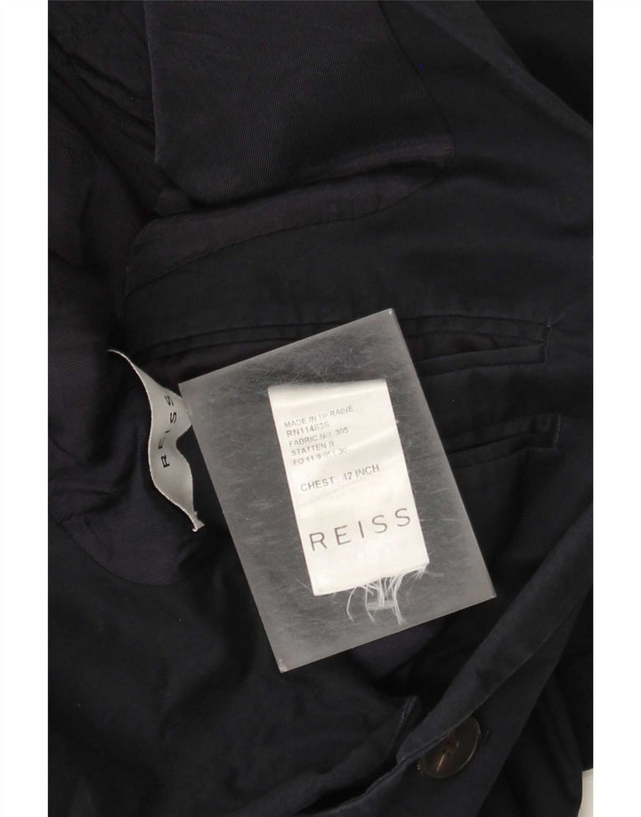 Reiss Mens 2 Button Blazer Jacket UK 42 XL Navy Blue Cotton