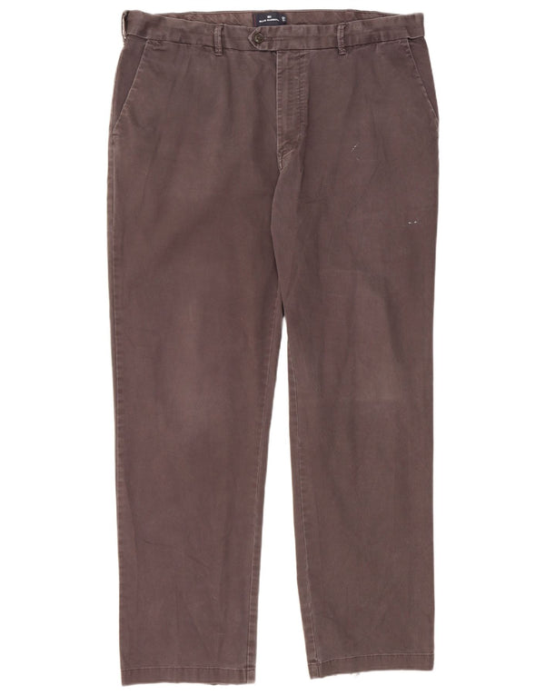 Marks & Spencer Mens Blue Harbour Straight Suit Trousers W40 L33 Brown
