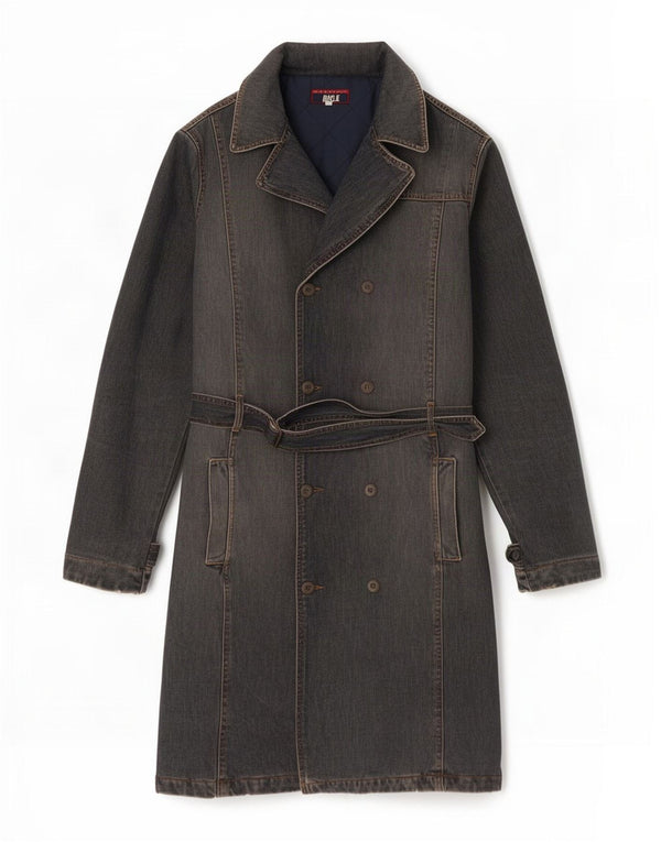 Rifle Womens Heritage Double Breasted Denim Coat UK 18 XL Grey