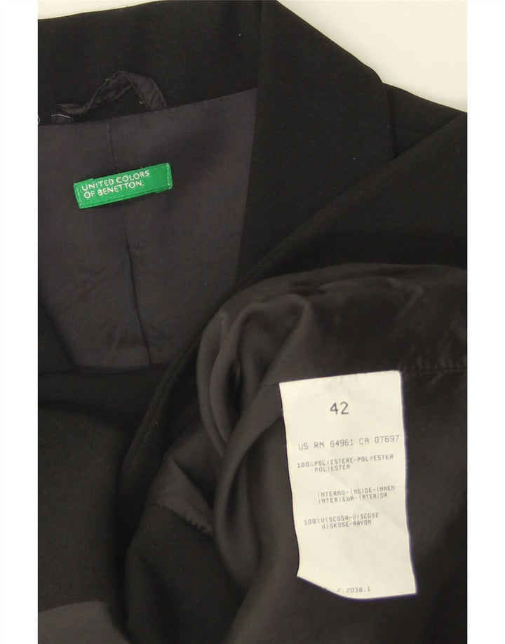Benetton Womens 3 Button Blazer Jacket IT 42 Medium Black Polyester
