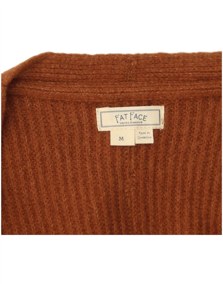 Fat Face Womens Longline Sleeveless Cardigan Sweater UK 14 Medium Brown