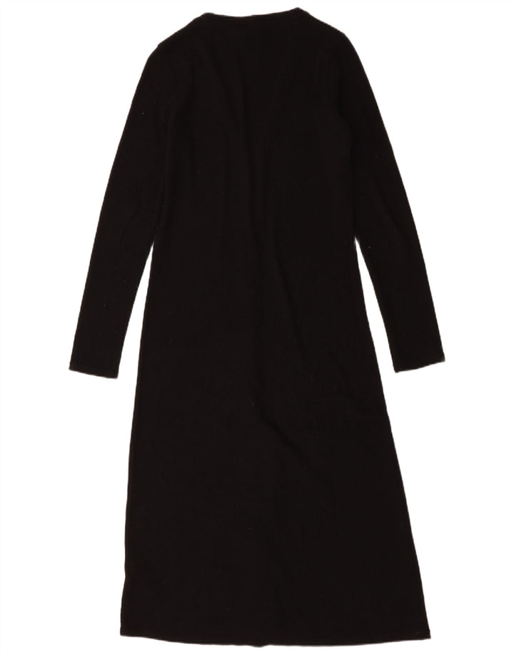 Zara Womens Longline Cardigan Sweater UK 10 Small Black Polyester