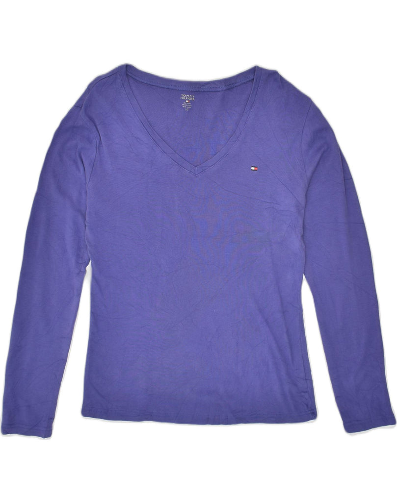 TOMMY HILFIGER Womens Top Long Sleeve UK 16 Large Blue Cotton | Vintage Tommy Hilfiger | Thrift | Second-Hand Tommy Hilfiger | Used Clothing | Messina Hembry 