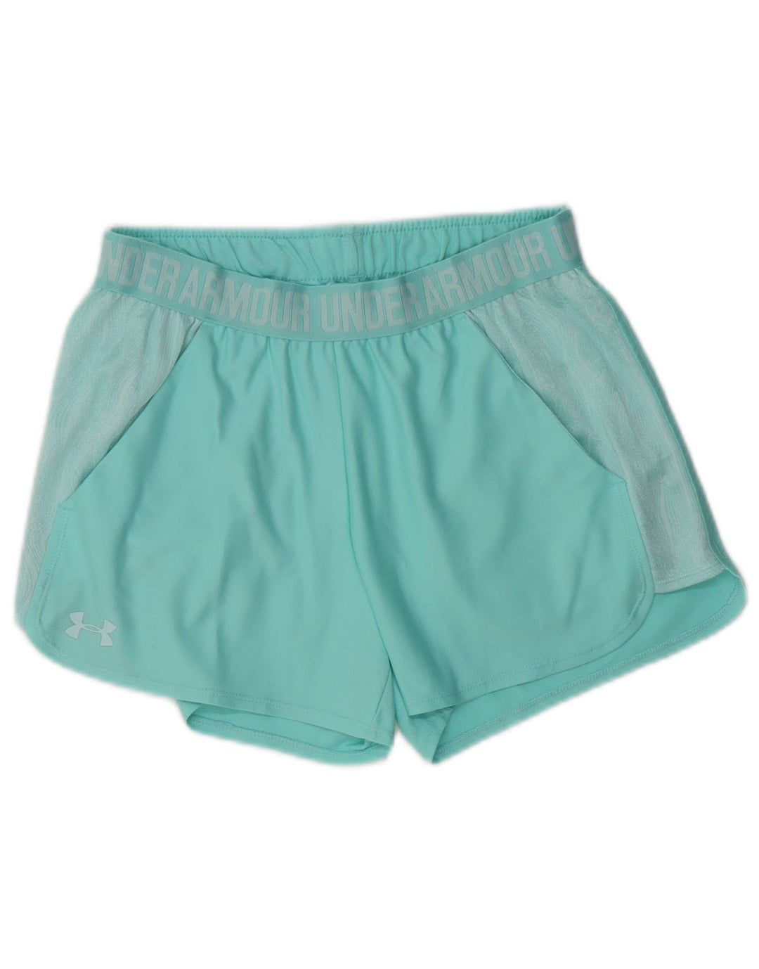 UNDER ARMOUR Womens Heat Gear Graphic Sport Shorts UK 8 Small  Turquoise