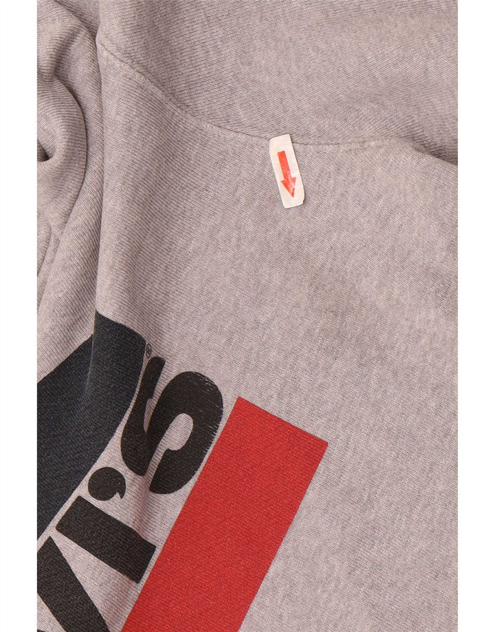 Levi's Mens Graphic Hoodie Jumper Large Grey Cotton
