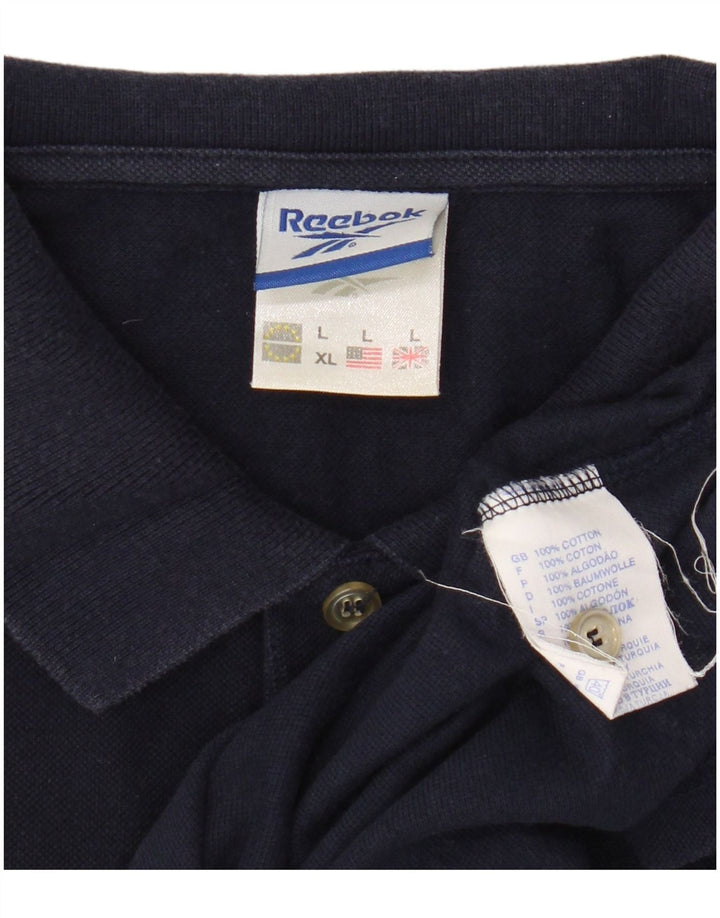 Reebok Mens Polo Shirt Large Navy Blue Cotton