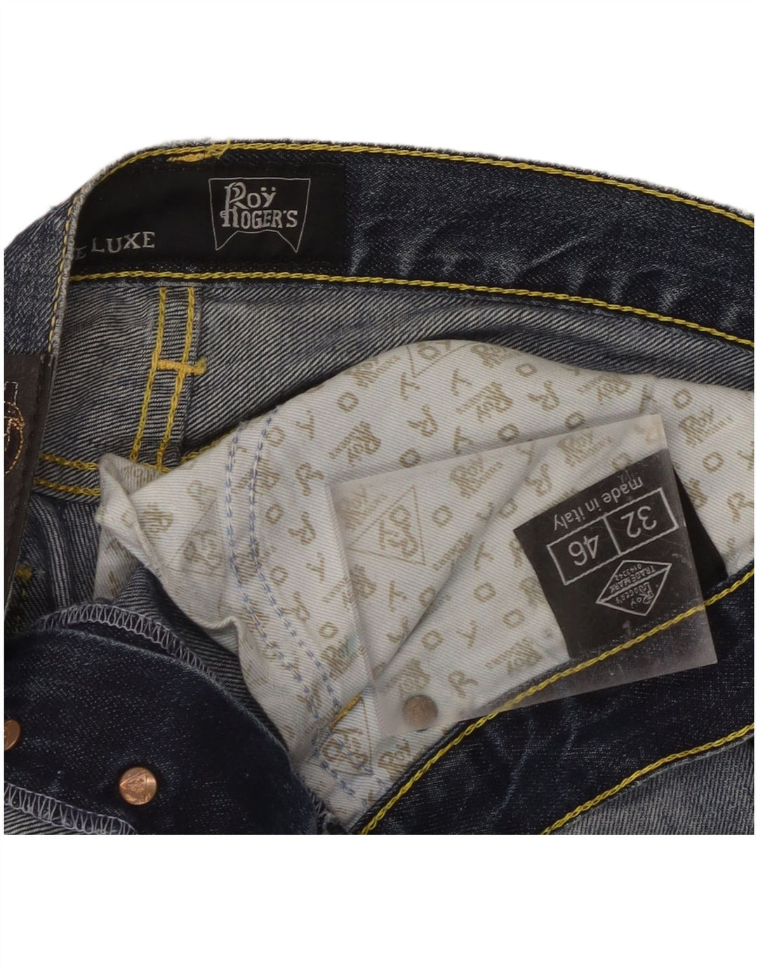 Roy Rogers Mens De Luxe Distressed Straight Jeans W32 L34 Blue Cotton