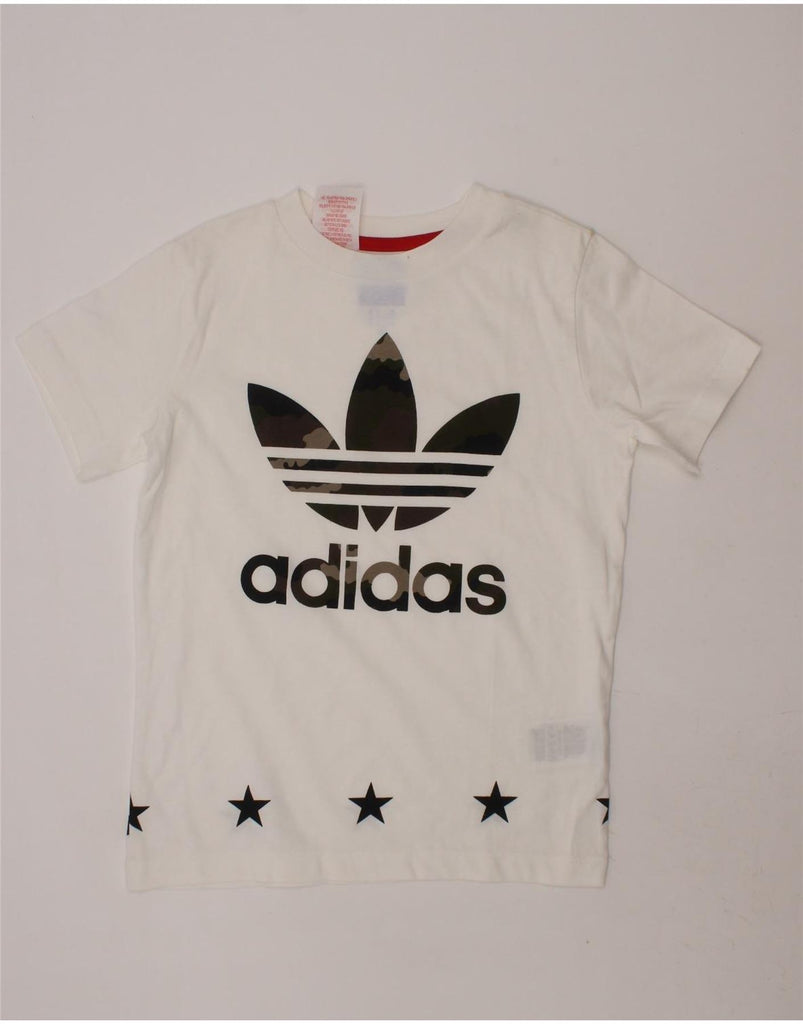 ADIDAS Boys Graphic T-Shirt Top 7-8 Years White Cotton Vintage Adidas and Second-Hand Adidas from Messina Hembry 