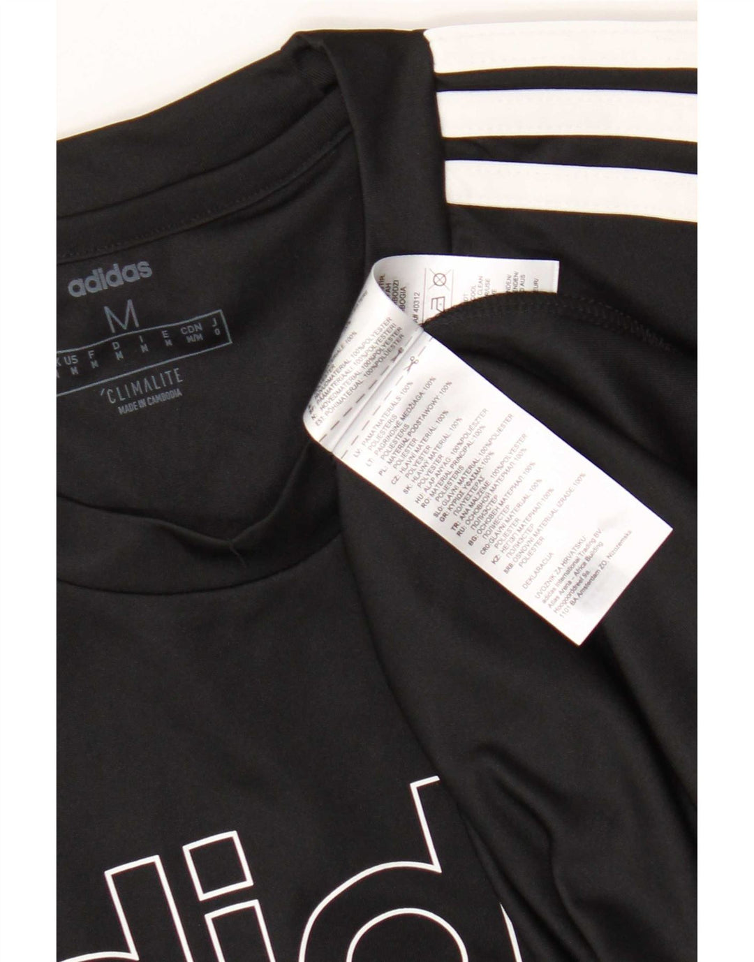 Adidas Mens Climalite Graphic T-Shirt Top Medium Black Polyester