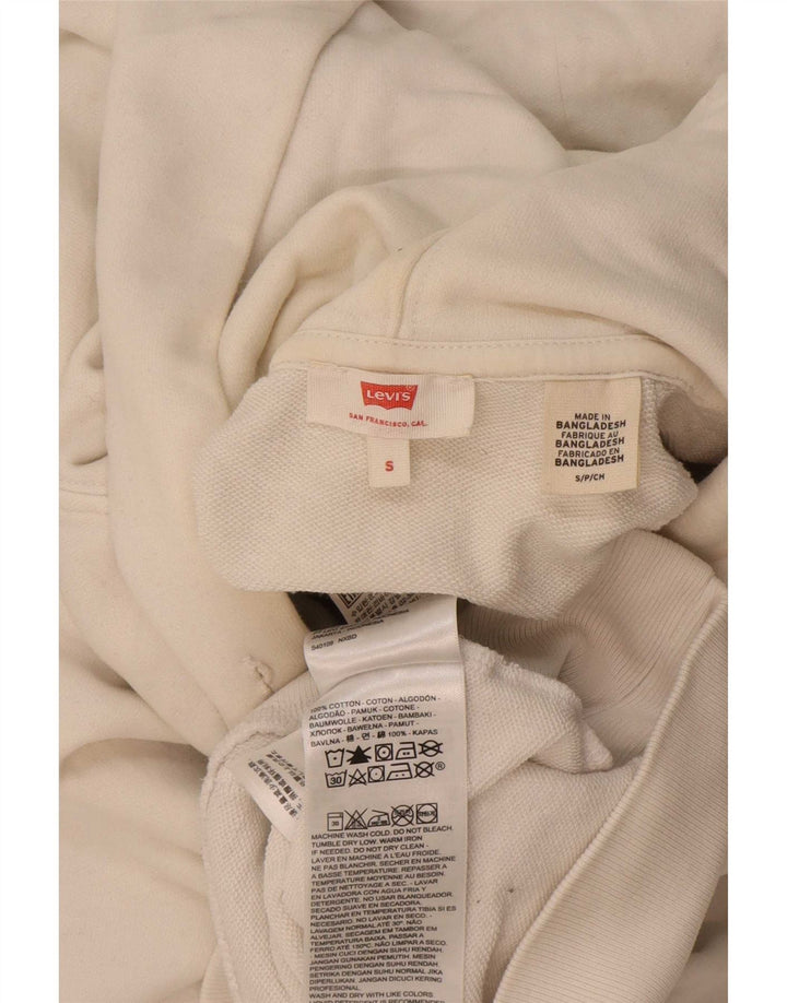 Levi's Mens Graphic Hoodie Jumper Small White Cotton
