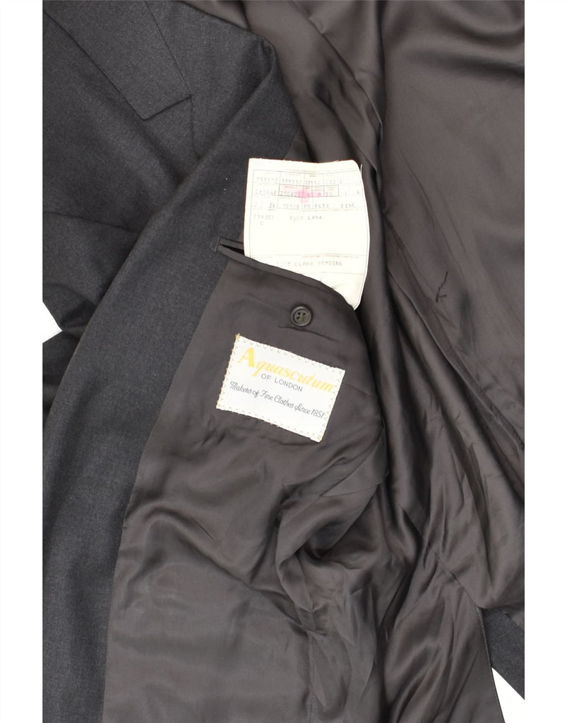AQUASCUTUM Mens 2 Button Blazer Jacket IT 50 Large Grey Wool | Vintage Aquascutum | Thrift | Second-Hand Aquascutum | Used Clothing | Messina Hembry 