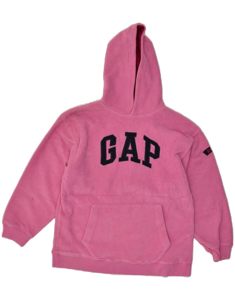 GAP Girls Graphic Hooded Fleece Jumper 9-10 Years Large  Pink Polyester | Vintage Gap | Thrift | Second-Hand Gap | Used Clothing | Messina Hembry 