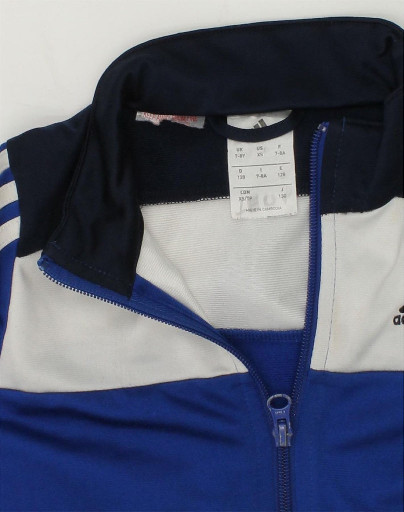 ADIDAS Boys Tracksuit Top Jacket 7-8 Years Blue Polyester | Vintage Adidas | Thrift | Second-Hand Adidas | Used Clothing | Messina Hembry 