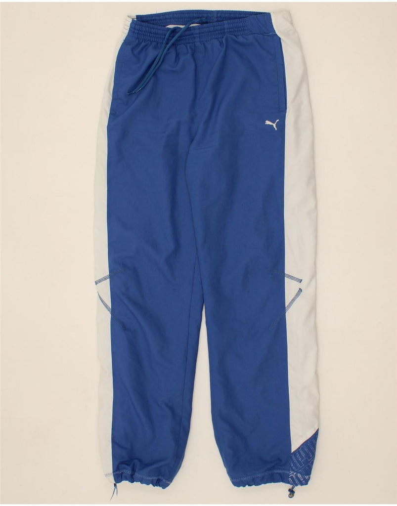 PUMA Boys Graphic Tracksuit Trousers Joggers 15-16 Years  Blue Colourblock | Vintage Puma | Thrift | Second-Hand Puma | Used Clothing | Messina Hembry 