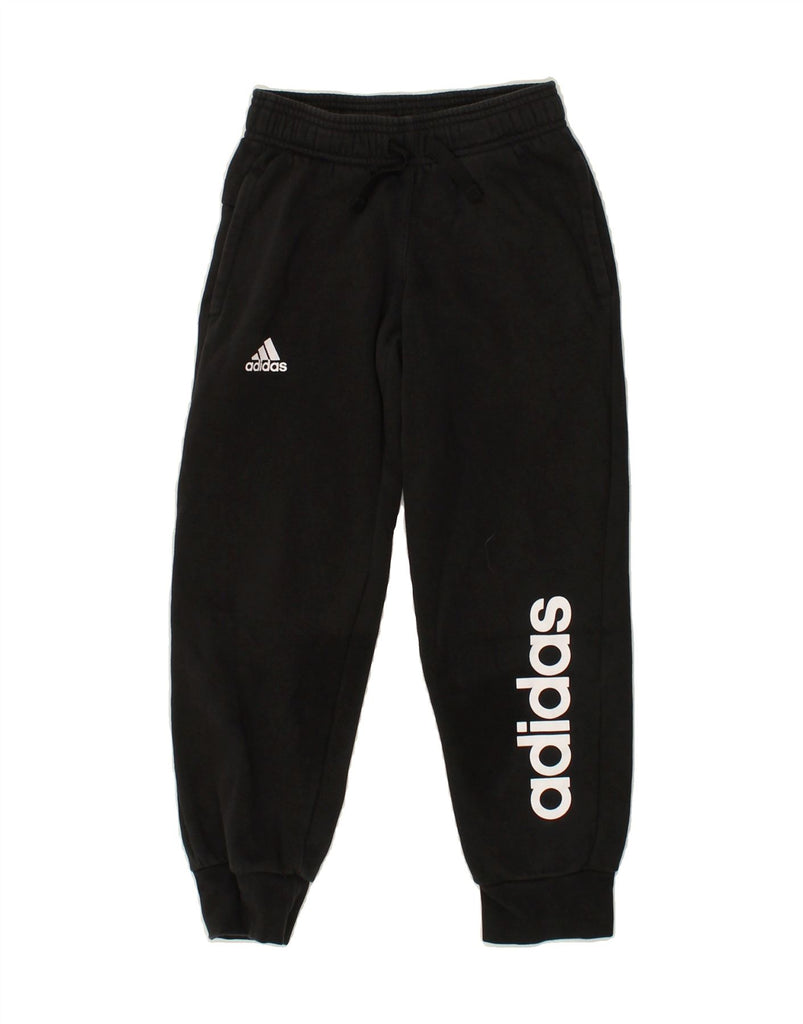 ADIDAS Boys Graphic Tracksuit Trousers Joggers 7-8 Years Black Cotton | Vintage Adidas | Thrift | Second-Hand Adidas | Used Clothing | Messina Hembry 