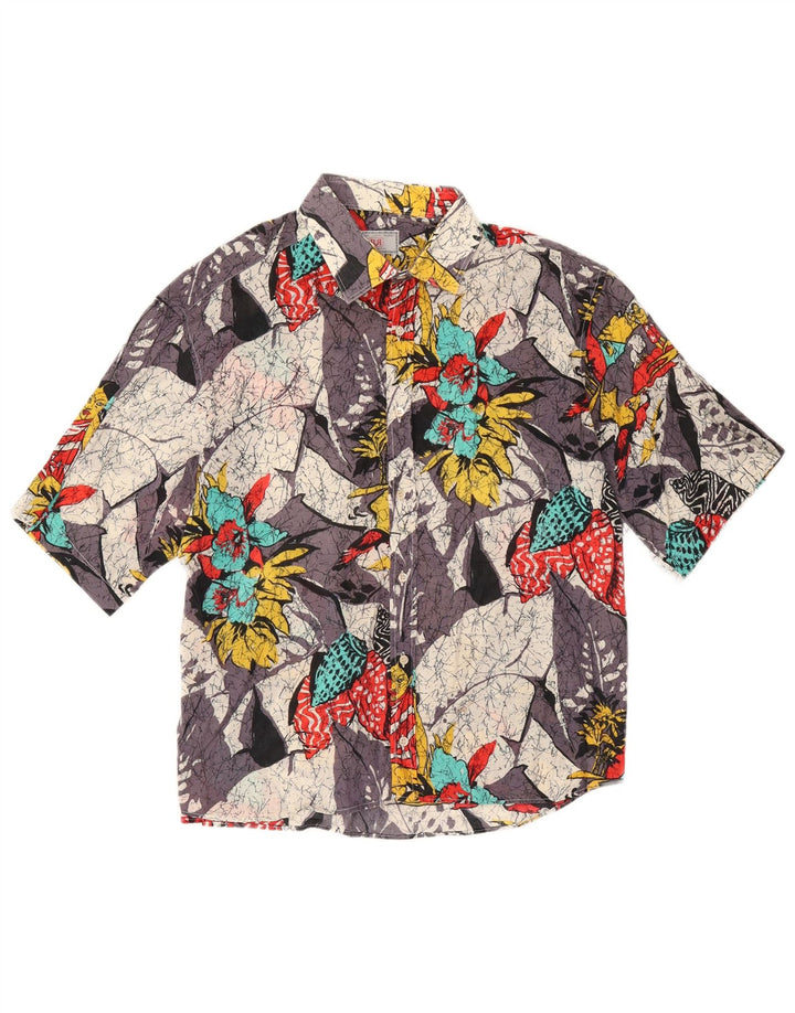 Vintage Mens Short Sleeve Shirt Medium Multicoloured Floral