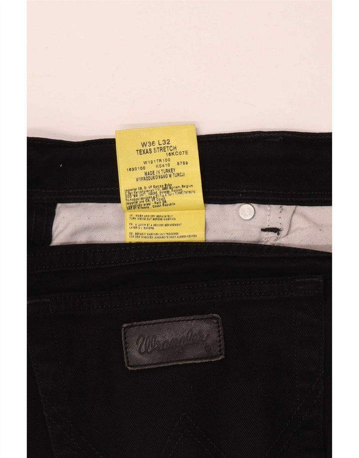 Wrangler Mens Texas Stretch Straight Jeans W36 L32 Black Cotton
