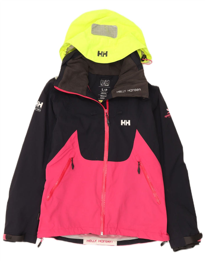 Helly Hansen Womens Hooded Ski Jacket UK 10 Small Navy Blue Colourblock