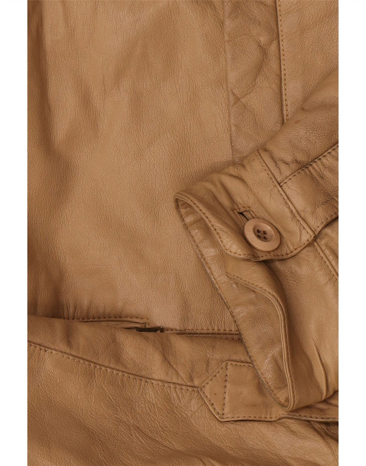 Vintage Mens Leather Jacket IT 52 XL Beige