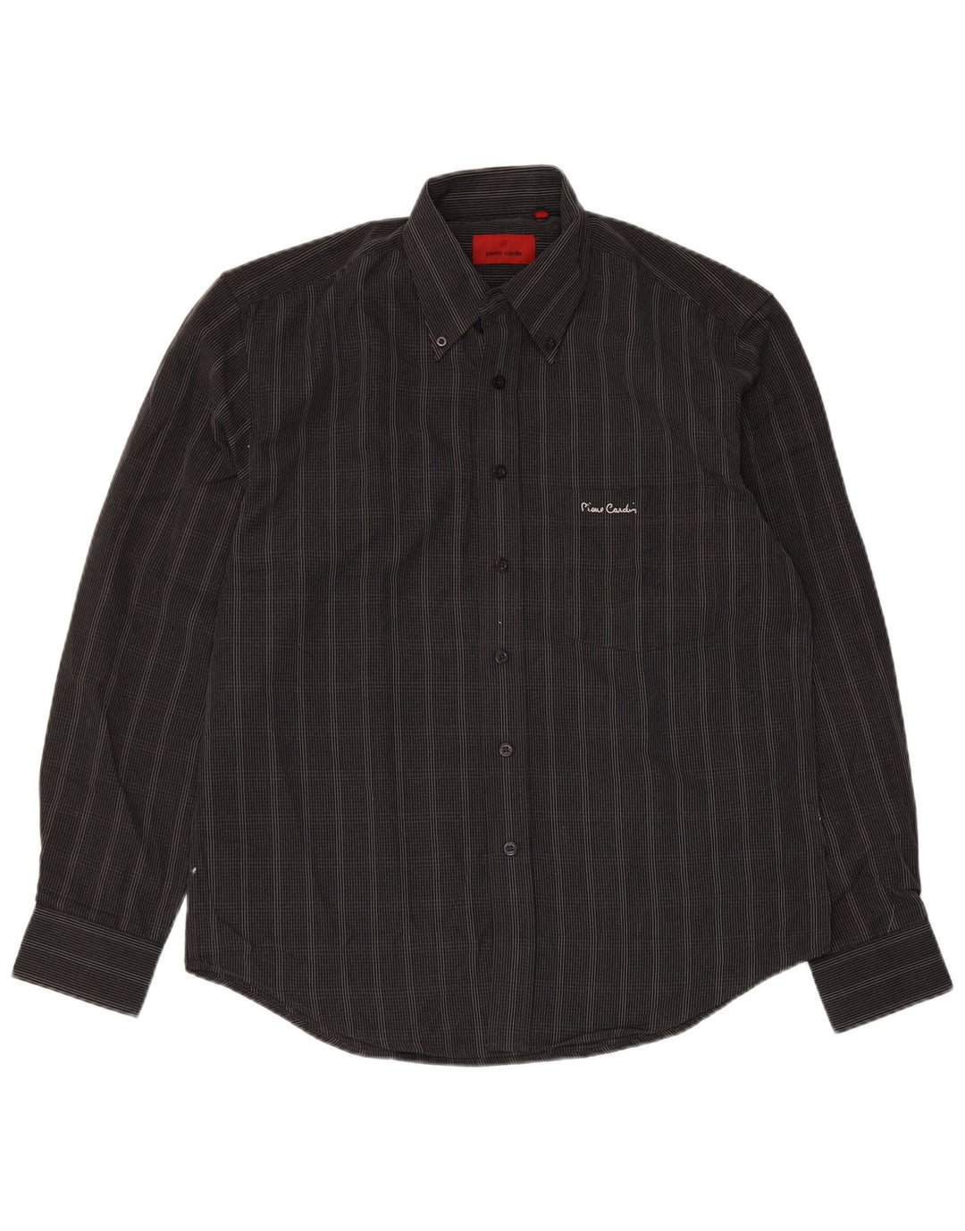 Pierre Cardin Mens Shirt Medium Black Check Polyester