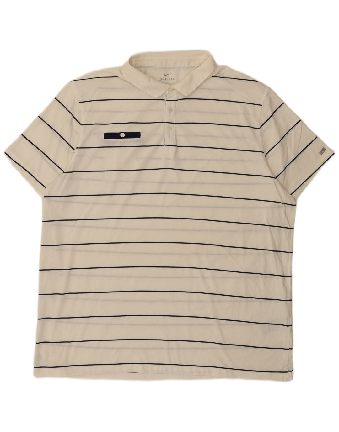 Nike Mens Regular Fit Polo Shirt 2XL White Striped Cotton