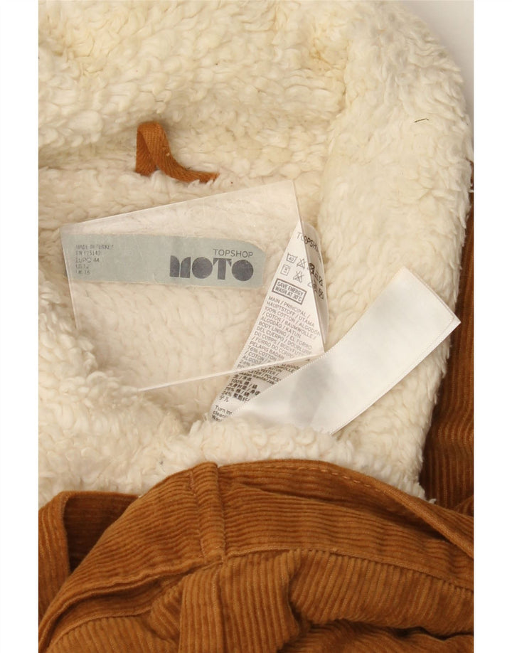 TOPSHOP Womens Corduroy Sherpa Jacket UK 16 Large Brown Cotton