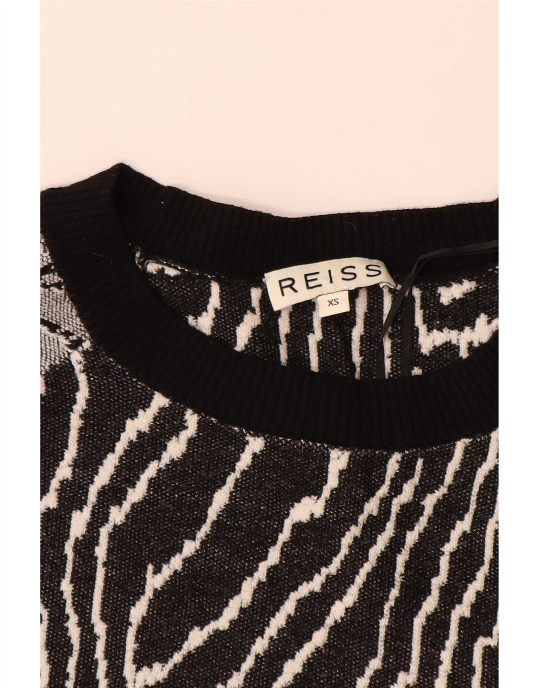 Reiss Womens Abstract Pattern Sweatshirt Jumper UK 6 XS Black Viscose