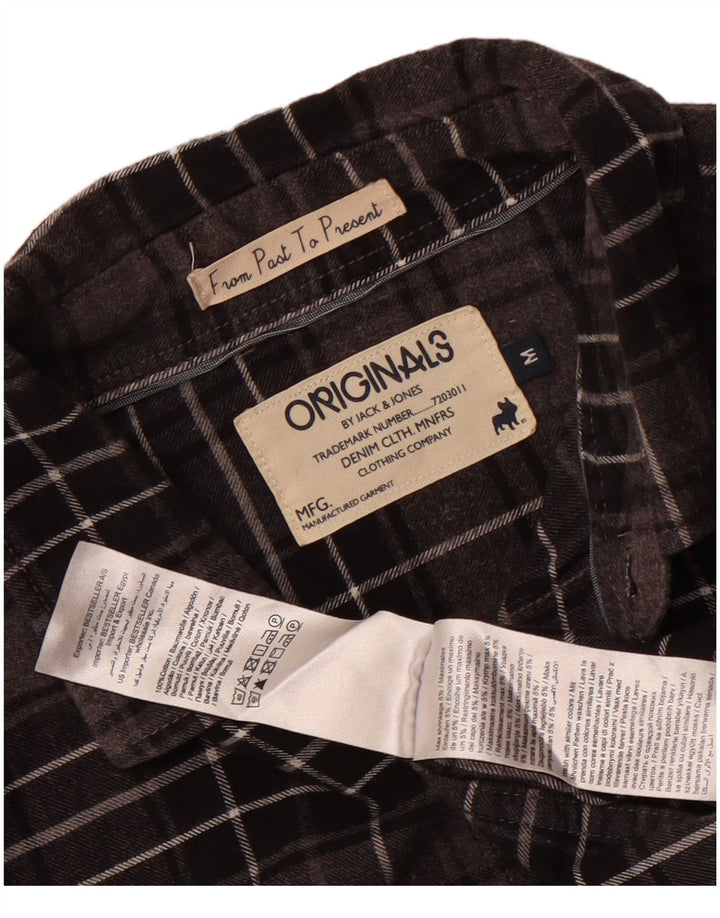 Jack & Jones Mens Flannel Shirt Medium Grey Plaid Cotton