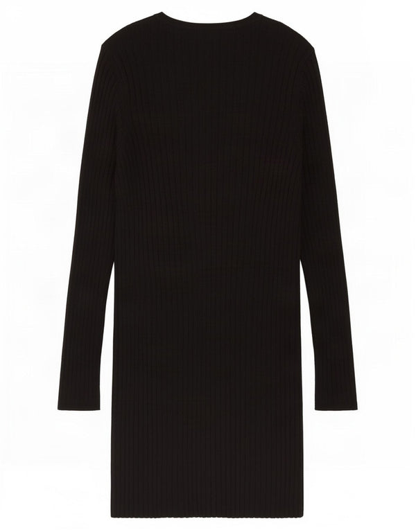 Marks & Spencer Womens Long Sleeve Jumper Dress UK 12 Medium Black Viscose