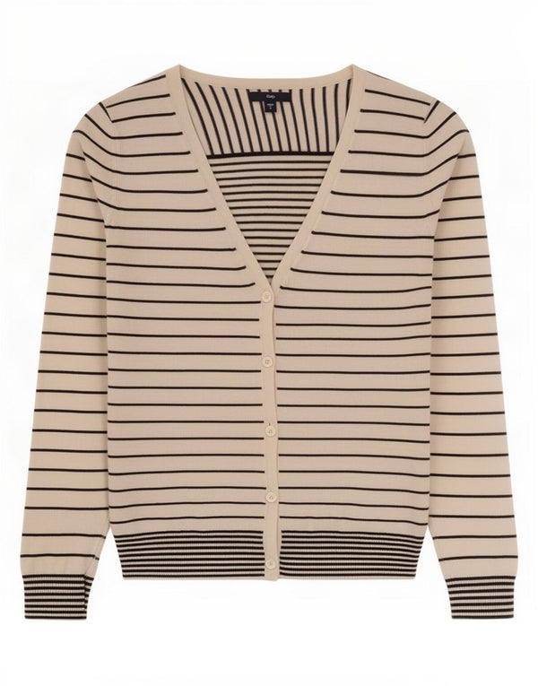 Gap Womens Cardigan Sweater UK 12 Medium White Striped Cotton