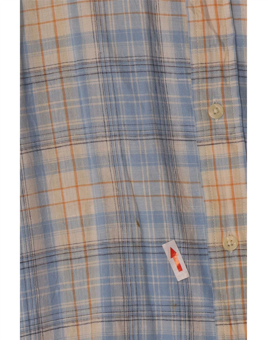 Chaps Mens Short Sleeve Shirt Large Blue Check Linen