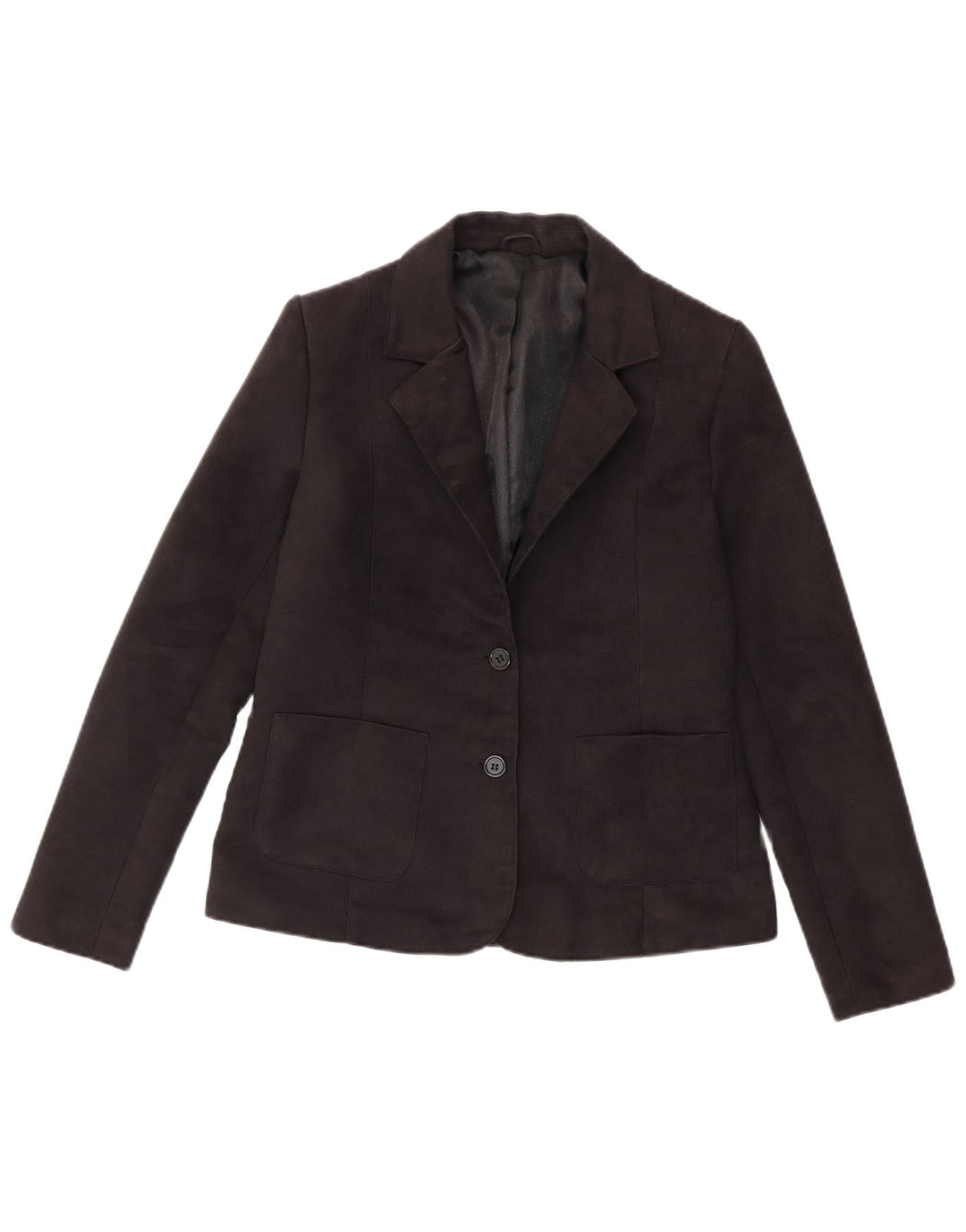 Topshop Womens 2 Button Blazer Jacket UK 12 Medium Black Polyester