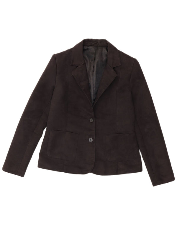 Topshop Womens 2 Button Blazer Jacket UK 12 Medium Black Polyester