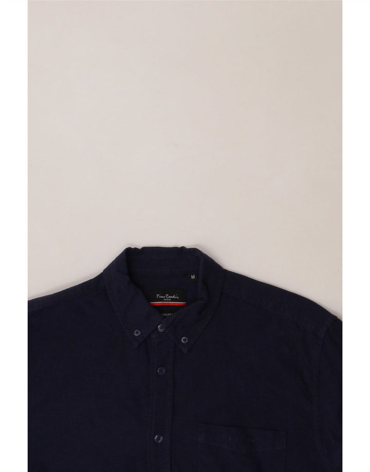 PIERRE CARDIN Mens Regular Fit Short Sleeve Shirt Medium Navy Blue Cotton Vintage Pierre Cardin and Second-Hand Pierre Cardin from Messina Hembry 