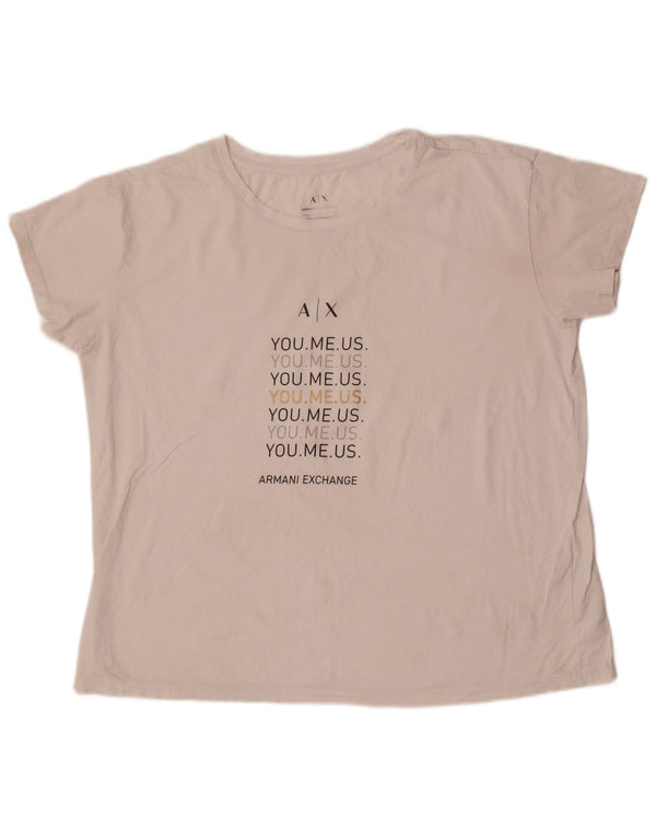 Armani Womens Graphic T-Shirt Top UK 18 XL White Cotton