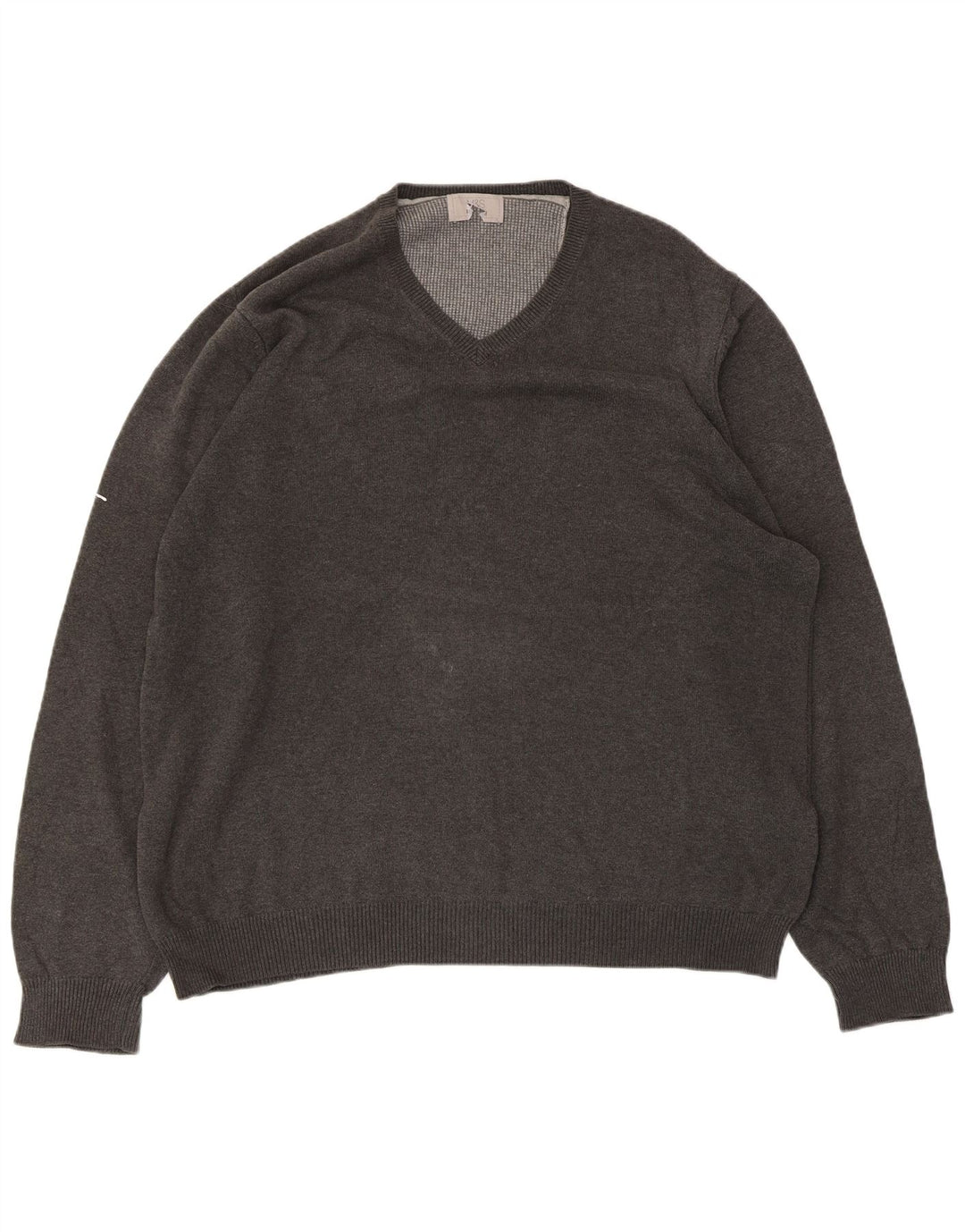 Marks & Spencer Mens V-Neck Jumper Sweater XL Grey Cotton