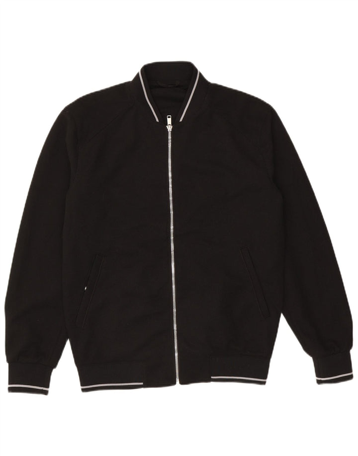 Zara Mens Tracksuit Top Jacket Medium Black Polyester