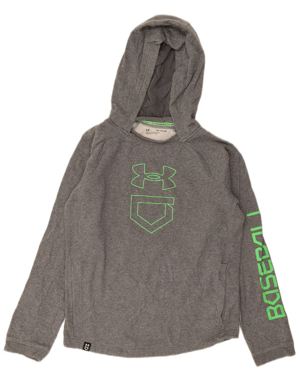 Under Armour Boys Graphic Hoodie Jumper 13-14 Years XL Grey Cotton
