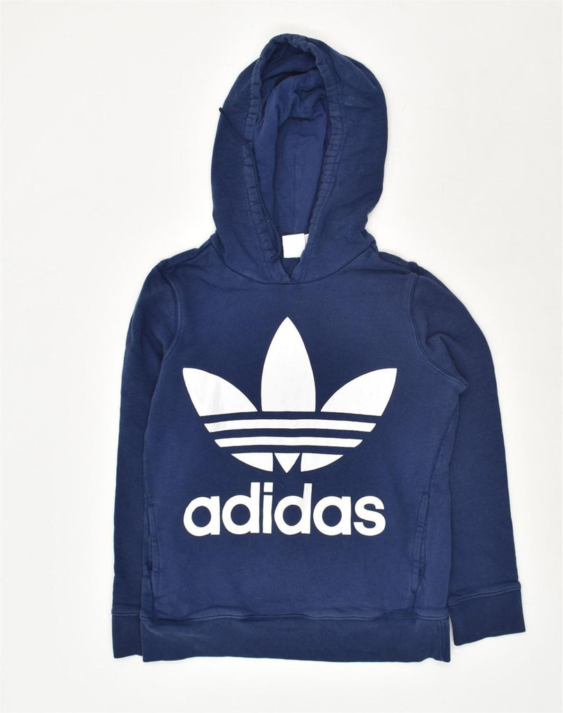 ADIDAS Womens Graphic Hoodie Jumper UK 10 Small  Blue Cotton | Vintage Adidas | Thrift | Second-Hand Adidas | Used Clothing | Messina Hembry 